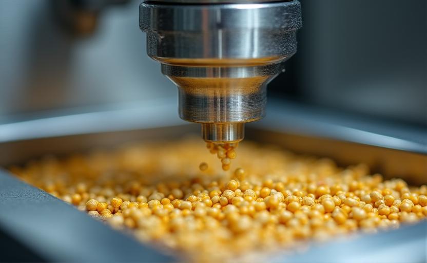 Dettaglio di un distributore di mangime automatizzato ad alta precisione