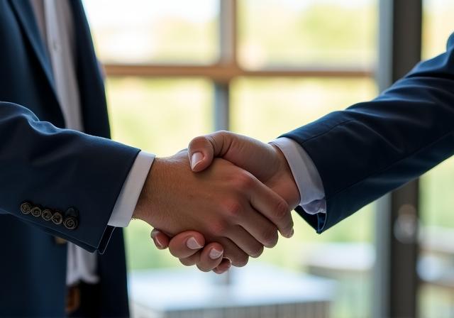 Stretta di mano tra professionisti dell'agroindustria